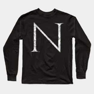 N in Roman White Marble Latin Alphabet Letter Sticker Long Sleeve T-Shirt